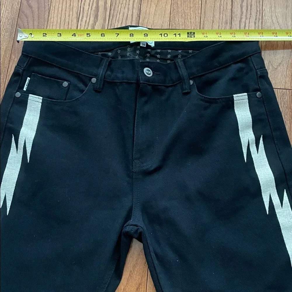DCPL Lightning Black Straight Leg Jeans Sz 34